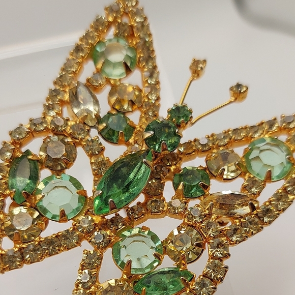 ALICE CAVINESS Green URANIUM GLASS Butterfly Vintage Glower Brooch Pin EVC - Picture 14 of 15